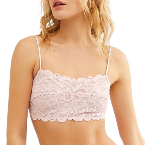 Free People Lace Reese Bralette In Powder Pink NWT Brand New - Picture 1 of 3
